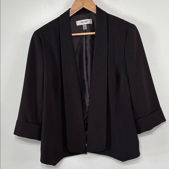 Jones Studio Chic Black Open-Front Cropped Blazer Jacket Size 14 - Picture 1 of 5